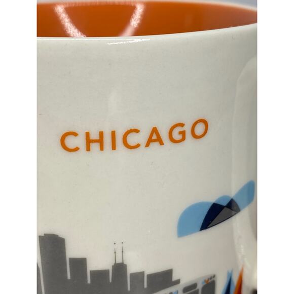 Starbucks Stackable Coffee Mug Cup Chicago Skyline Train Ferris Wheel 14 Oz - Picture 2 of 5